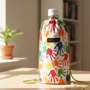 Coloured Hands Drawstring Bottle Bag