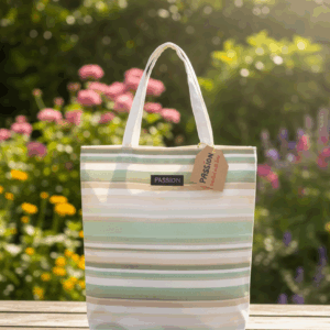 Aqua Stripe Tote Bag