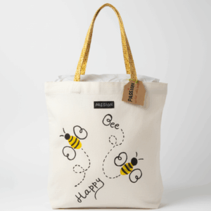 Hand-painted Bee Happy Tote Bag